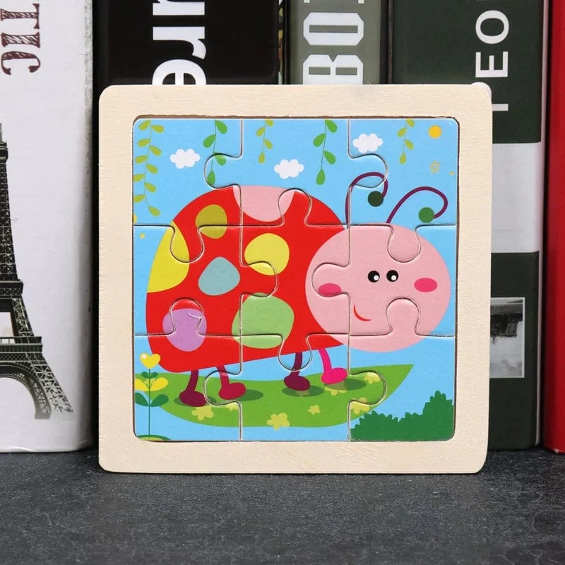 9 Stücke Montessori Holz Kind Spielzeug 3D Kinder Bildungsmaterialien Cartoon Dinosaurier Transport Puzzles Lernspielzeug