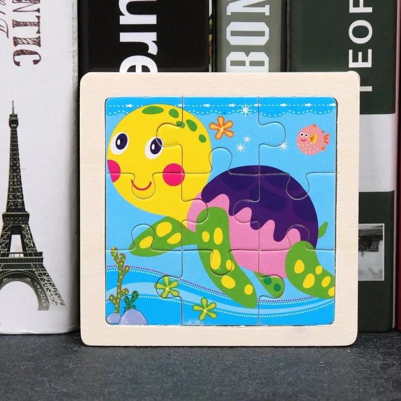 9 Stücke Montessori Holz Kind Spielzeug 3D Kinder Bildungsmaterialien Cartoon Dinosaurier Transport Puzzles Lernspielzeug