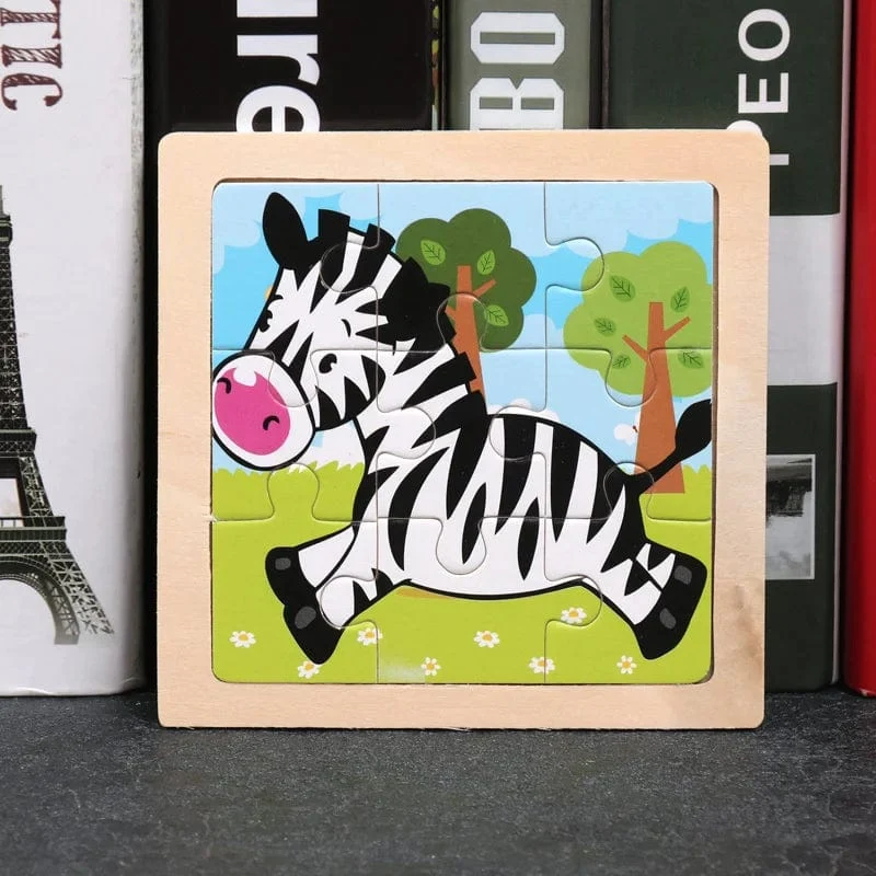 9 Stücke Montessori Holz Kind Spielzeug 3D Kinder Bildungsmaterialien Cartoon Dinosaurier Transport Puzzles Lernspielzeug