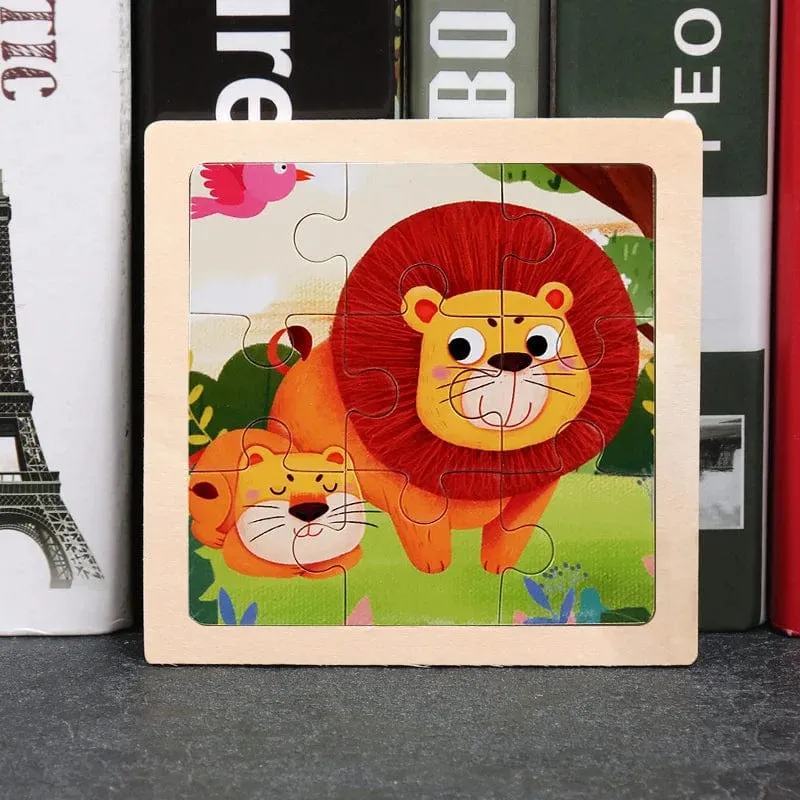 9 Stücke Montessori Holz Kind Spielzeug 3D Kinder Bildungsmaterialien Cartoon Dinosaurier Transport Puzzles Lernspielzeug