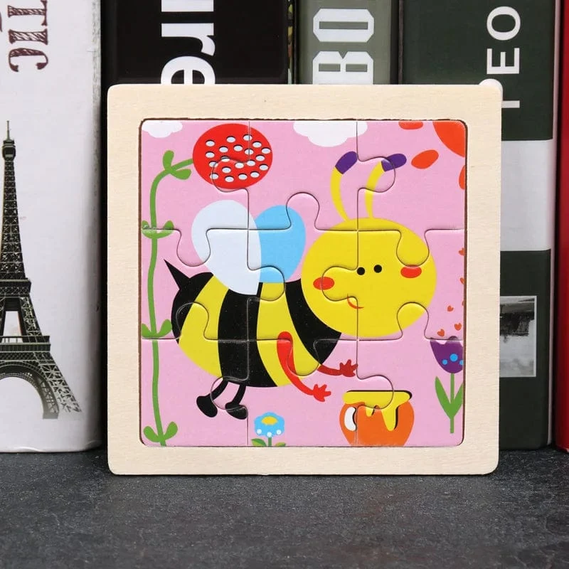 9 Stücke Montessori Holz Kind Spielzeug 3D Kinder Bildungsmaterialien Cartoon Dinosaurier Transport Puzzles Lernspielzeug