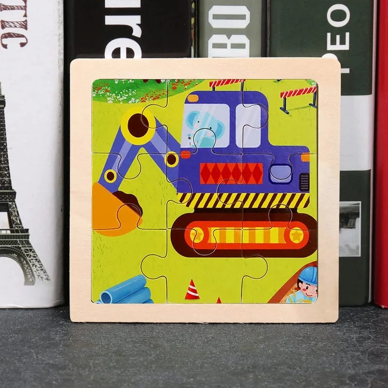 9 Stücke Montessori Holz Kind Spielzeug 3D Kinder Bildungsmaterialien Cartoon Dinosaurier Transport Puzzles Lernspielzeug