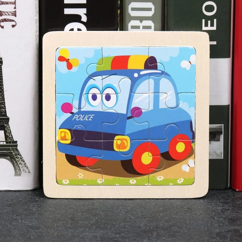 9 Stücke Montessori Holz Kind Spielzeug 3D Kinder Bildungsmaterialien Cartoon Dinosaurier Transport Puzzles Lernspielzeug