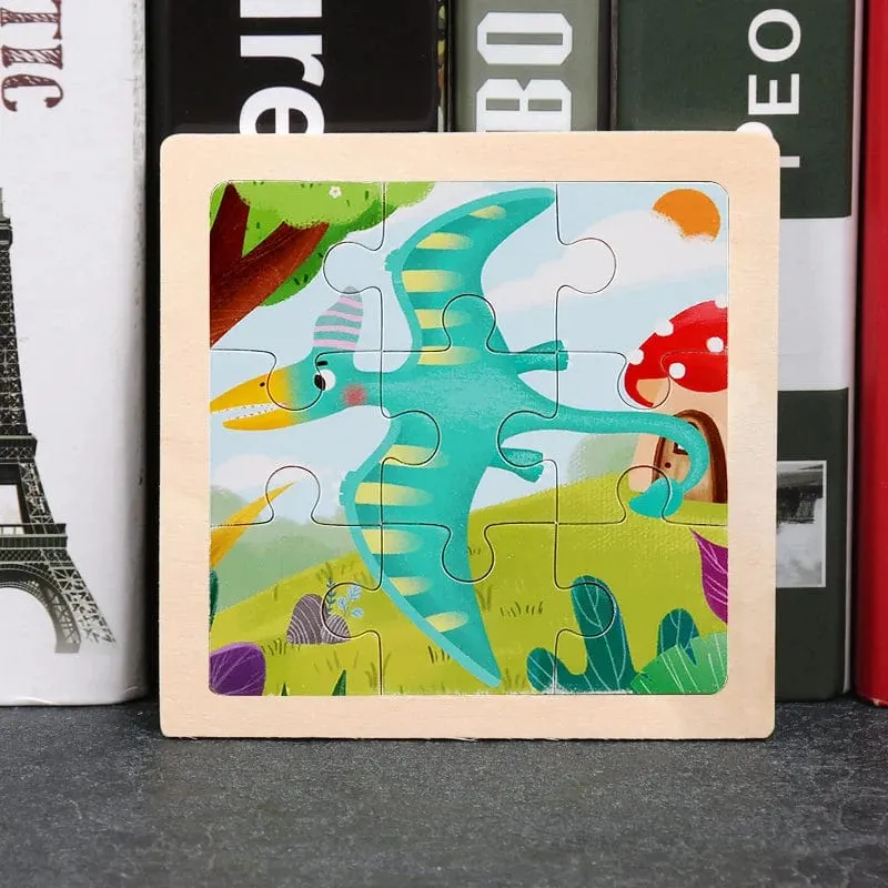 9 Stücke Montessori Holz Kind Spielzeug 3D Kinder Bildungsmaterialien Cartoon Dinosaurier Transport Puzzles Lernspielzeug