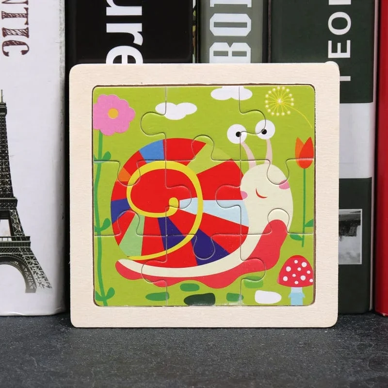 9 Stücke Montessori Holz Kind Spielzeug 3D Kinder Bildungsmaterialien Cartoon Dinosaurier Transport Puzzles Lernspielzeug