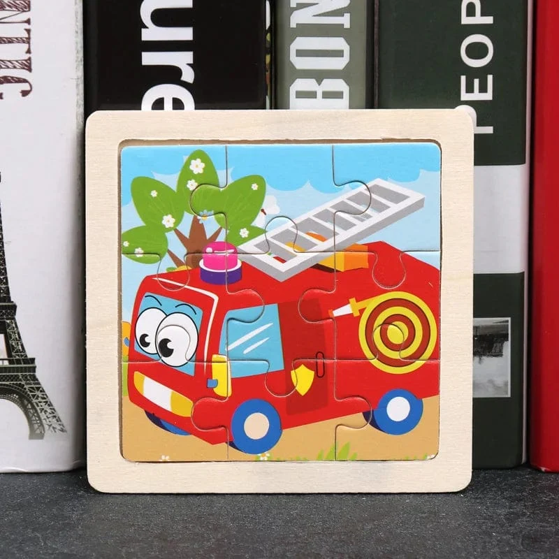 9 Stücke Montessori Holz Kind Spielzeug 3D Kinder Bildungsmaterialien Cartoon Dinosaurier Transport Puzzles Lernspielzeug