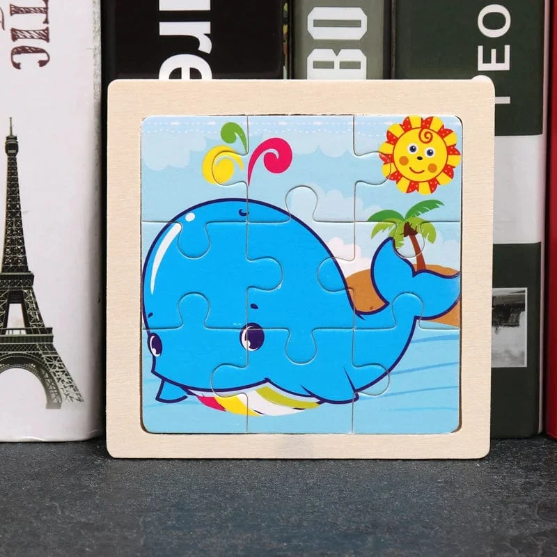 9 Stücke Montessori Holz Kind Spielzeug 3D Kinder Bildungsmaterialien Cartoon Dinosaurier Transport Puzzles Lernspielzeug