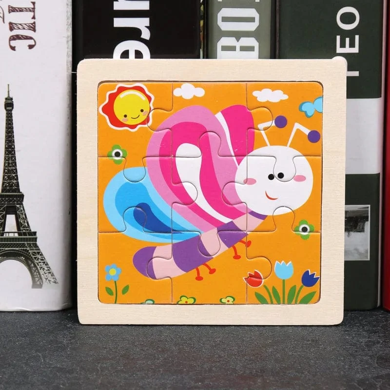 9 Stücke Montessori Holz Kind Spielzeug 3D Kinder Bildungsmaterialien Cartoon Dinosaurier Transport Puzzles Lernspielzeug