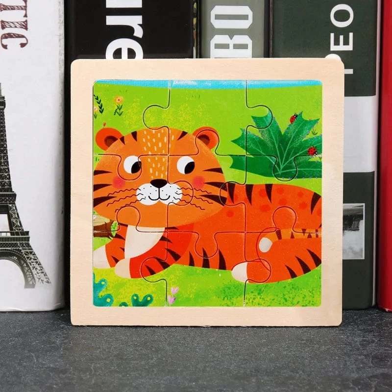 9 Stücke Montessori Holz Kind Spielzeug 3D Kinder Bildungsmaterialien Cartoon Dinosaurier Transport Puzzles Lernspielzeug