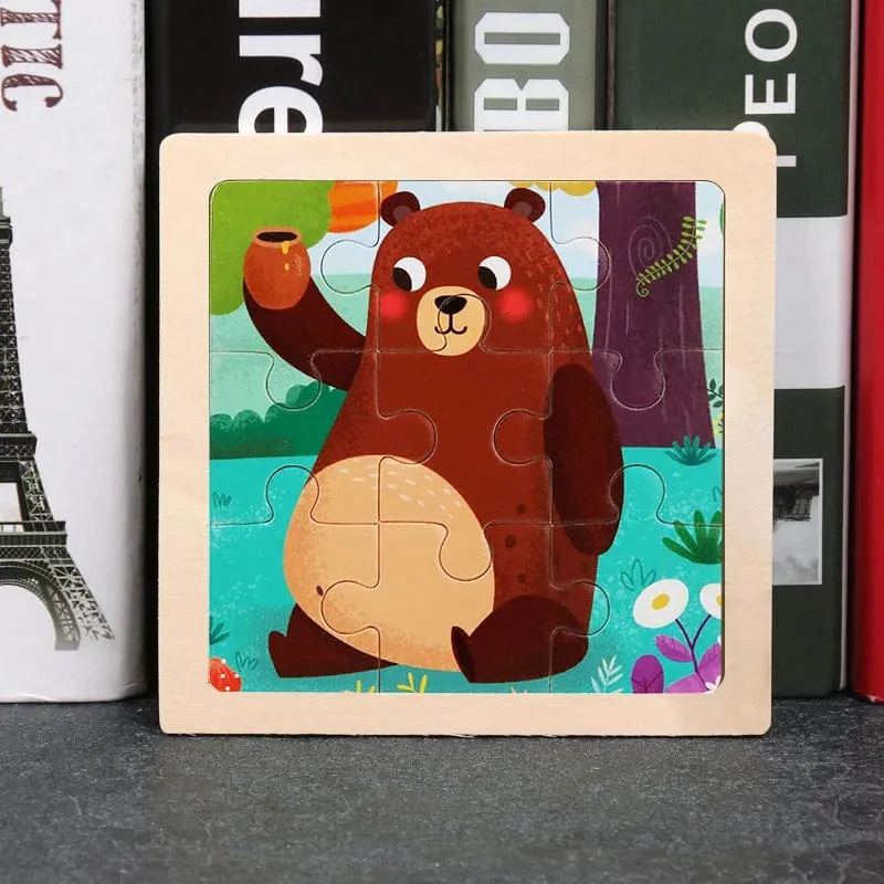 9 Stücke Montessori Holz Kind Spielzeug 3D Kinder Bildungsmaterialien Cartoon Dinosaurier Transport Puzzles Lernspielzeug