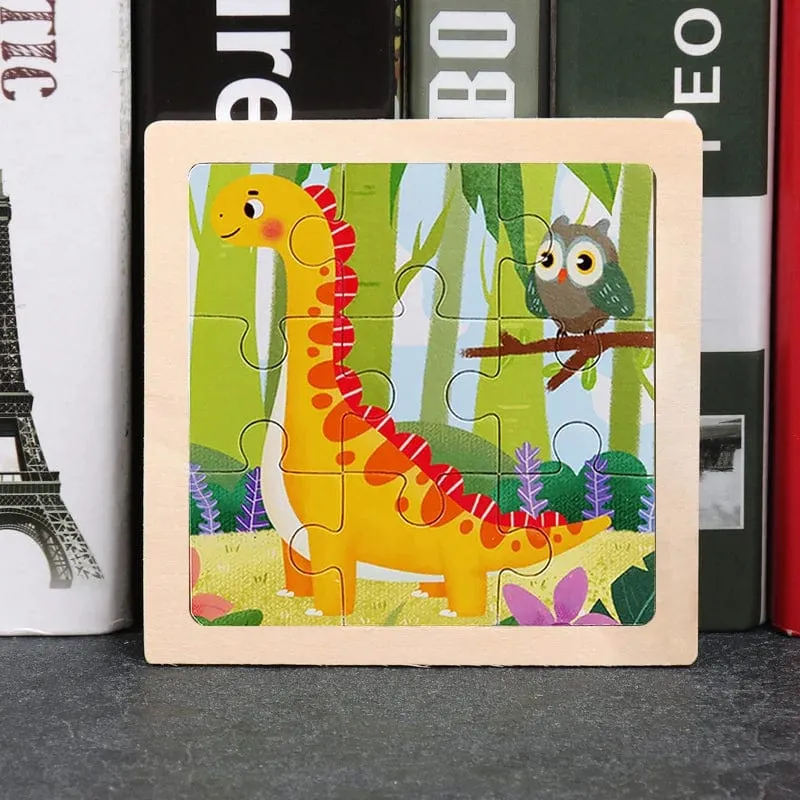 9 Stücke Montessori Holz Kind Spielzeug 3D Kinder Bildungsmaterialien Cartoon Dinosaurier Transport Puzzles Lernspielzeug