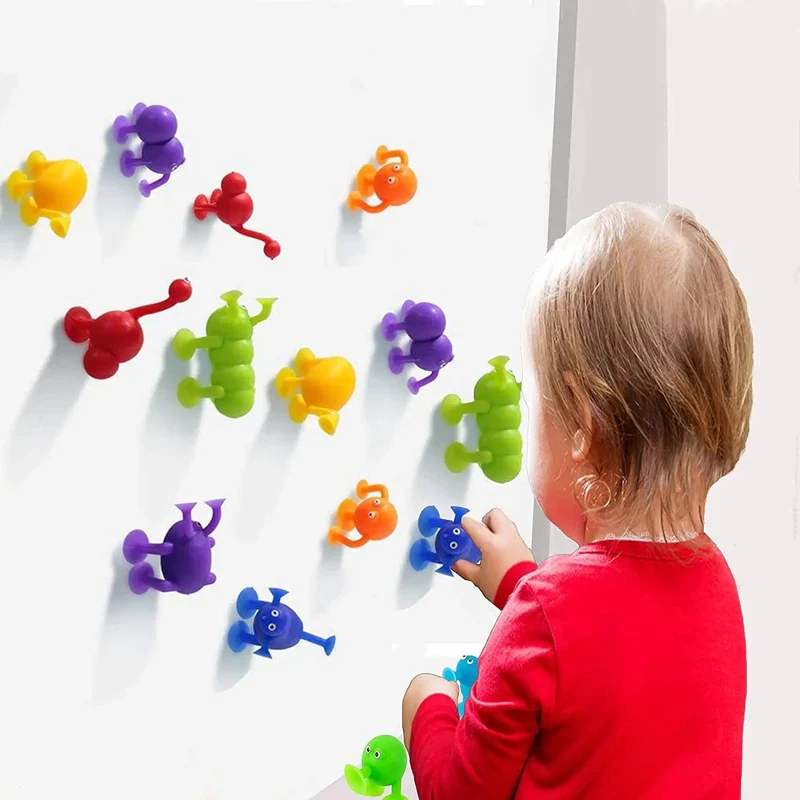 Weiches Silikon-Bausteinspielzeug, Tierform, Saugspielzeug für Kinder, Stressabbau, interaktives Eltern-Kind-Spiel, Saugnapf, Badespielzeug