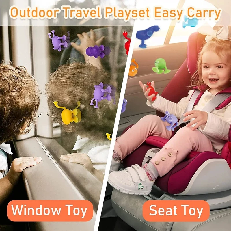 Weiches Silikon-Bausteinspielzeug, Tierform, Saugspielzeug für Kinder, Stressabbau, interaktives Eltern-Kind-Spiel, Saugnapf, Badespielzeug