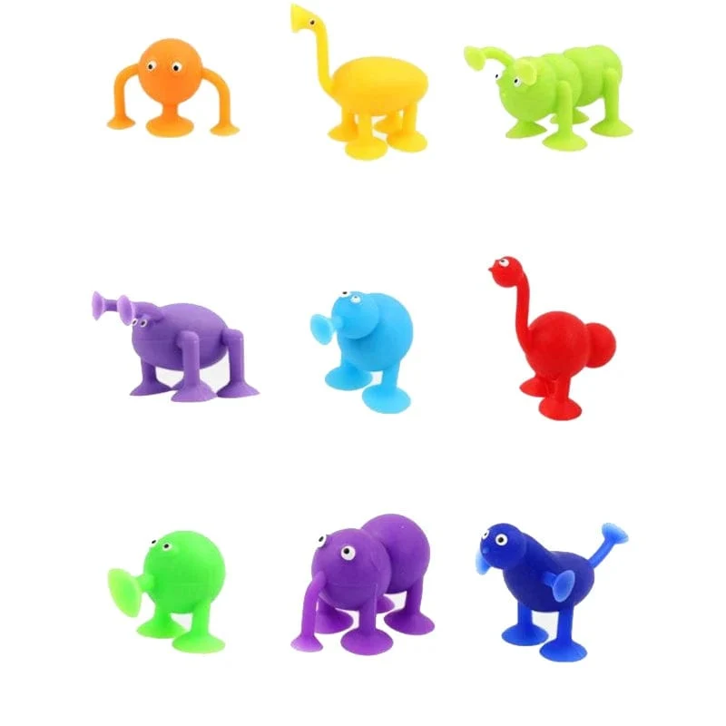 Weiches Silikon-Bausteinspielzeug, Tierform, Saugspielzeug für Kinder, Stressabbau, interaktives Eltern-Kind-Spiel, Saugnapf, Badespielzeug
