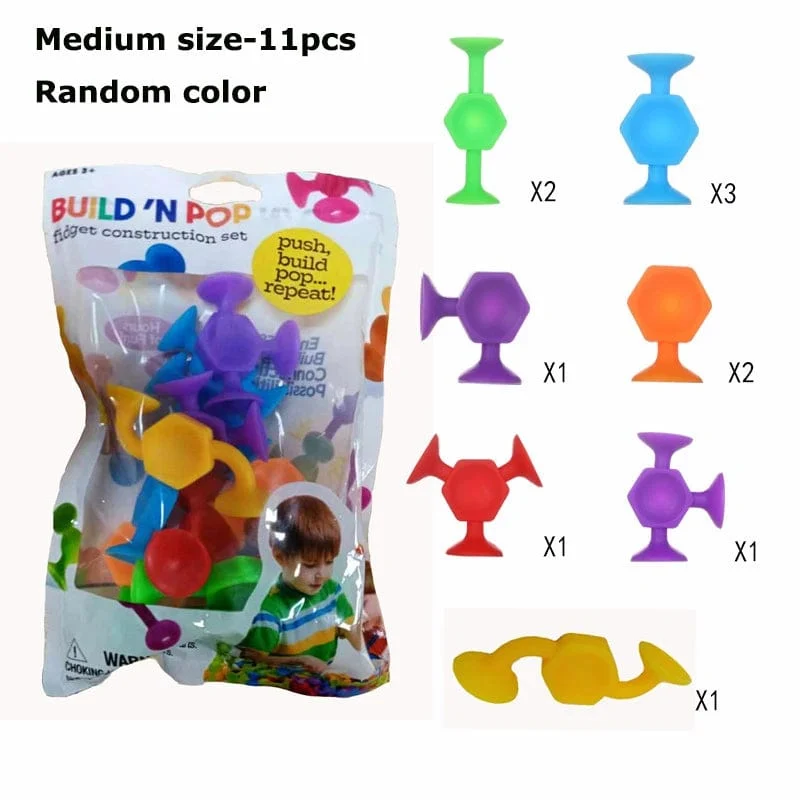 Weiches Silikon-Bausteinspielzeug, Tierform, Saugspielzeug für Kinder, Stressabbau, interaktives Eltern-Kind-Spiel, Saugnapf, Badespielzeug