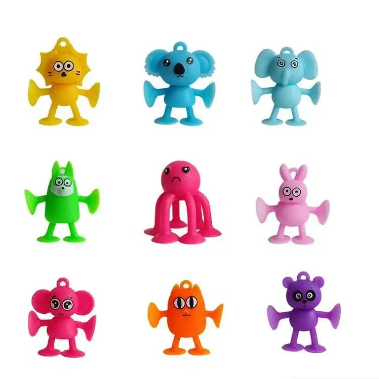 Weiches Silikon-Bausteinspielzeug, Tierform, Saugspielzeug für Kinder, Stressabbau, interaktives Eltern-Kind-Spiel, Saugnapf, Badespielzeug