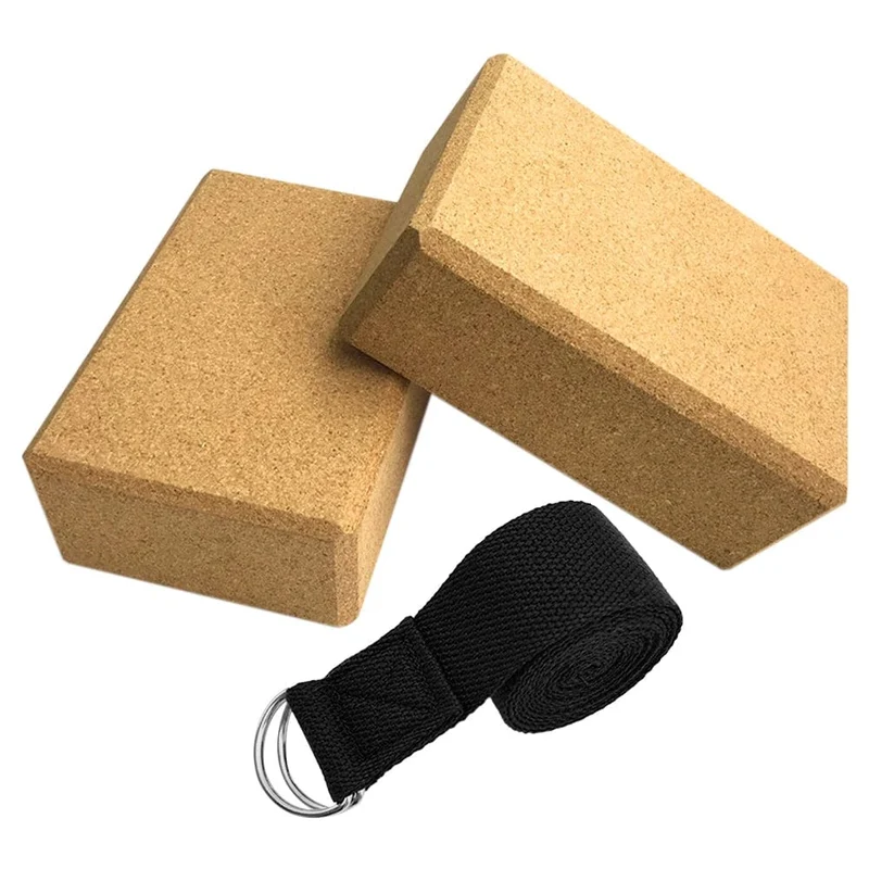 3PCS Yoga Block Kork Sport Home Gym Übung Holz Ziegel Weiche Hohe Dichte für Indoor Workout Fitness