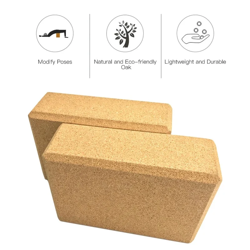 3PCS Yoga Block Kork Sport Home Gym Übung Holz Ziegel Weiche Hohe Dichte für Indoor Workout Fitness