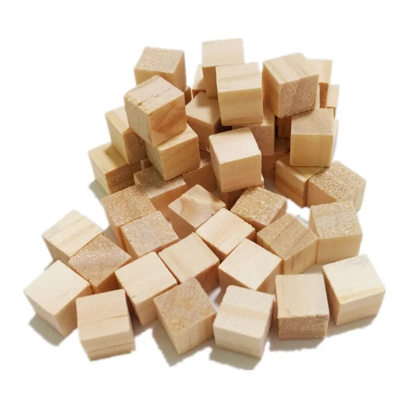 50 Stück 10 mm große, unlackierte Holzwürfel, quadratische Holzblöcke, Ornamente zum Basteln, Alphabetblöcke, Zahlenwürfel oder zum Herstellen von Puzzles