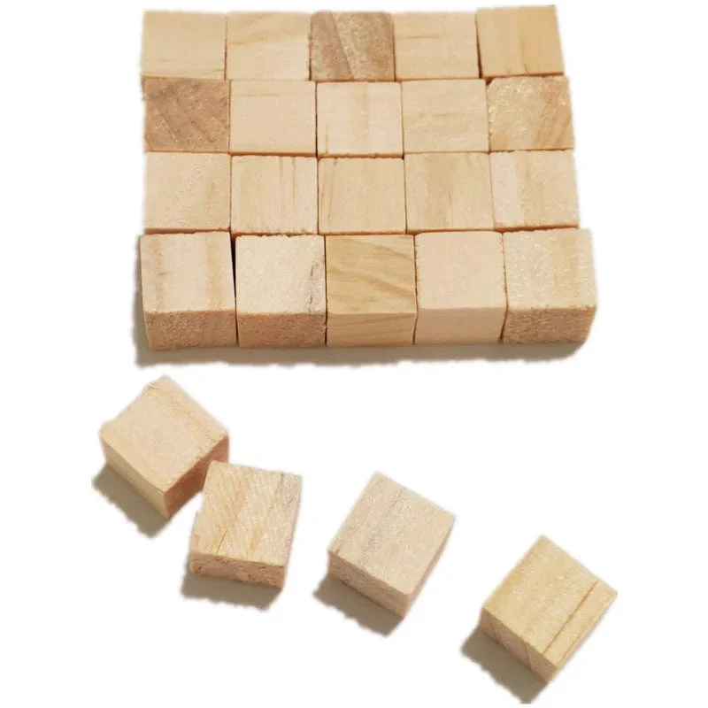 50 Stück 10 mm große, unlackierte Holzwürfel, quadratische Holzblöcke, Ornamente zum Basteln, Alphabetblöcke, Zahlenwürfel oder zum Herstellen von Puzzles