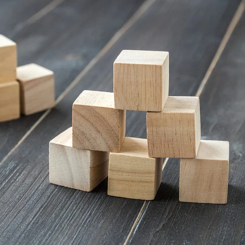 Unfertige leere Mini-Quadratblöcke aus Holz zum Selbermachen, 1/1.5/2/2.5 cm, massive Holzwürfel für Holzarbeiten, Basteln, Kinderspielzeug, Puzzle-Herstellungsmaterial