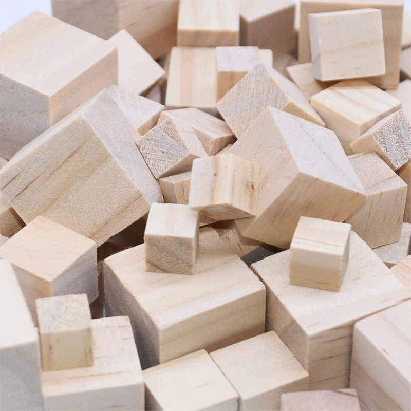 Unfertige leere Mini-Quadratblöcke aus Holz zum Selbermachen, 1/1.5/2/2.5 cm, massive Holzwürfel für Holzarbeiten, Basteln, Kinderspielzeug, Puzzle-Herstellungsmaterial