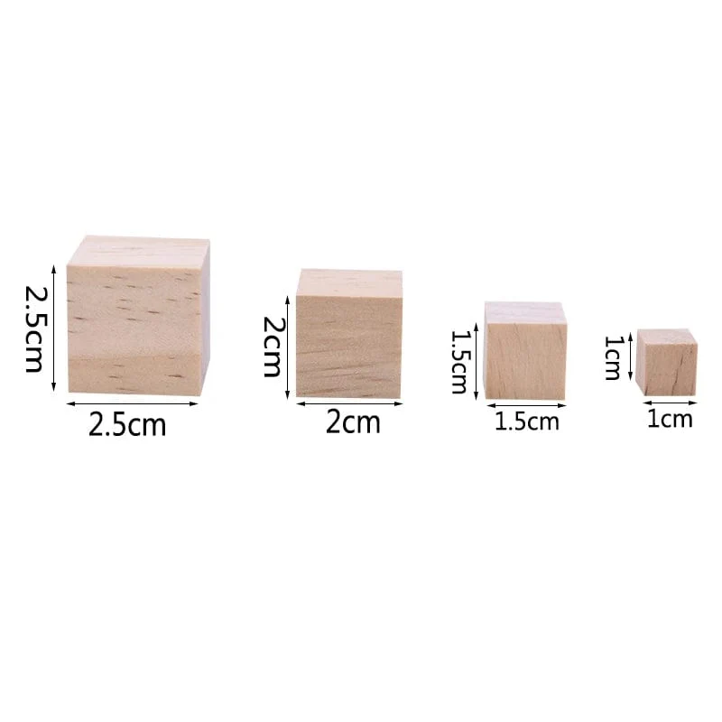 Unfertige leere Mini-Quadratblöcke aus Holz zum Selbermachen, 1/1.5/2/2.5 cm, massive Holzwürfel für Holzarbeiten, Basteln, Kinderspielzeug, Puzzle-Herstellungsmaterial