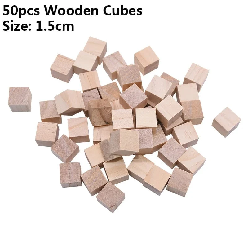 Unfertige leere Mini-Quadratblöcke aus Holz zum Selbermachen, 1/1.5/2/2.5 cm, massive Holzwürfel für Holzarbeiten, Basteln, Kinderspielzeug, Puzzle-Herstellungsmaterial