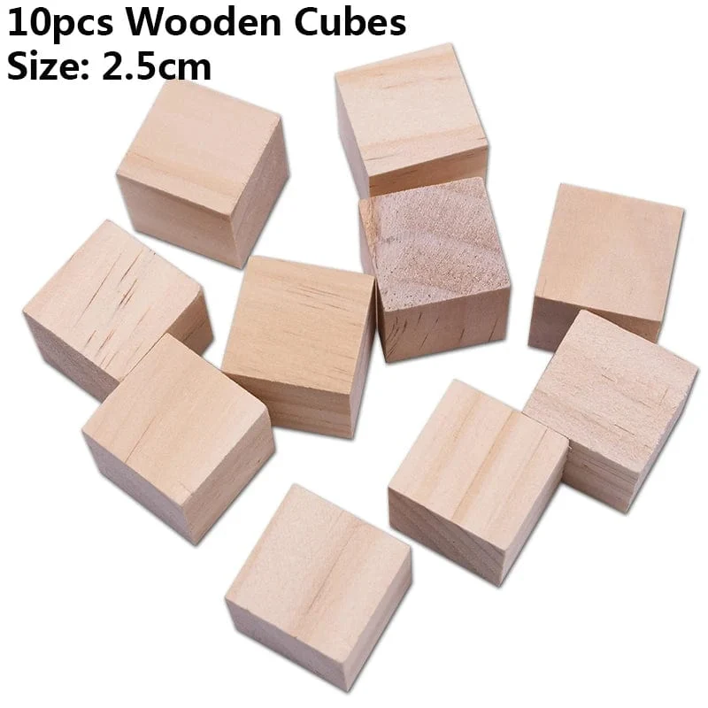 Unfertige leere Mini-Quadratblöcke aus Holz zum Selbermachen, 1/1.5/2/2.5 cm, massive Holzwürfel für Holzarbeiten, Basteln, Kinderspielzeug, Puzzle-Herstellungsmaterial