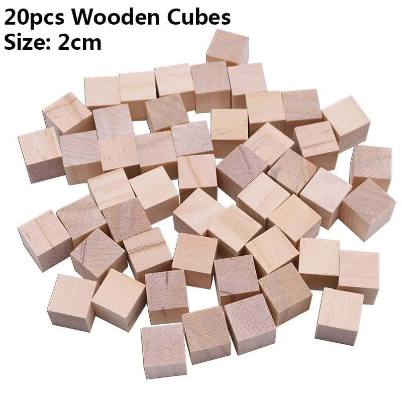 Unfertige leere Mini-Quadratblöcke aus Holz zum Selbermachen, 1/1.5/2/2.5 cm, massive Holzwürfel für Holzarbeiten, Basteln, Kinderspielzeug, Puzzle-Herstellungsmaterial
