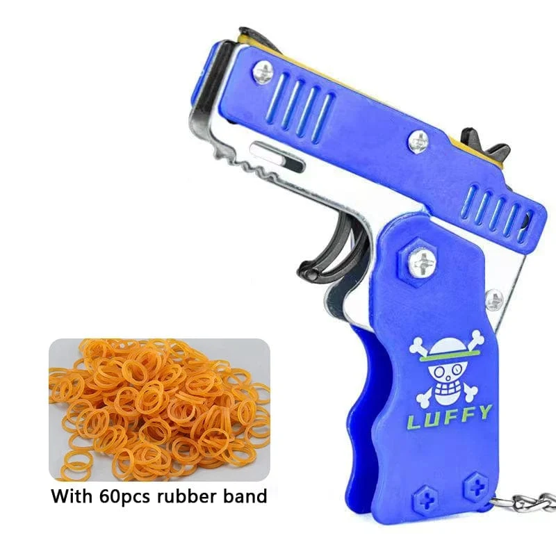 1 Stück Mini-Spielzeugpistole aus Metall mit Gummiband, lustige Klapppistole, Schlüsselanhänger, Anhänger, Kindergeburtstagsgeschenk, Spielzeug für Jungen und Mädchen, Spiel, Party-Geschenke
