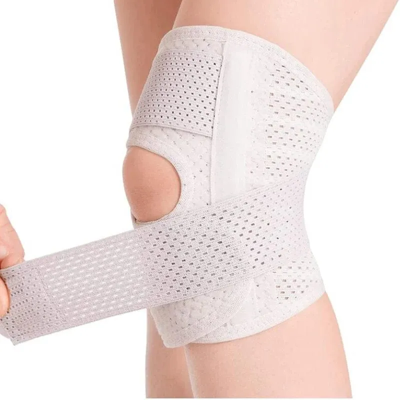 Knieorthese mit seitlichen Stabilisatoren, lindert Meniskusrisse, Knieschmerzen, Gelenkschmerzlinderung, atmungsaktive, verstellbare Kniestütze, Knieschützer