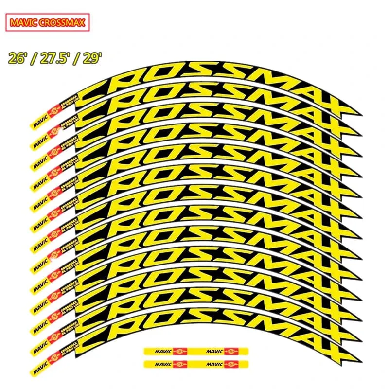 MAVIC CROSSMAX SL PRO MTB-Radaufkleber, Breite 18 mm, PRO-Fahrrad-Radaufkleber, Fahrradaufkleber für zwei Räder, MTB-Felgenaufkleber