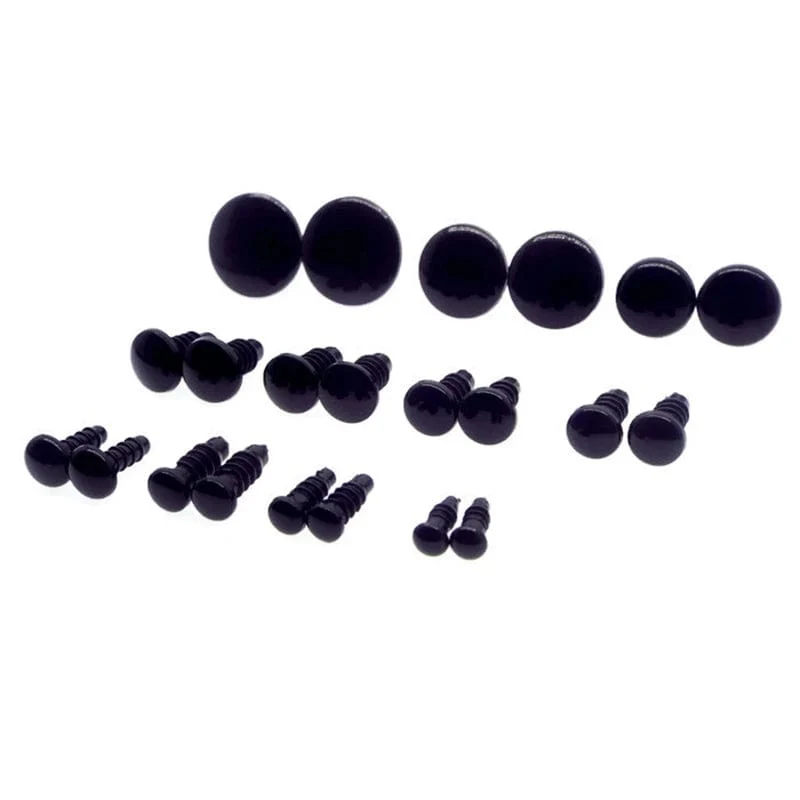 Sicherheitsaugen, schwarze Farbe, passend für gehäkelte / gefüllte / Amigurumi-Puppen, mit Unterlegscheiben 4.5 mm/5 mm/6 mm/7 mm/8 mm/9 mm/10 mm/12 mm/15 mm/18 mm