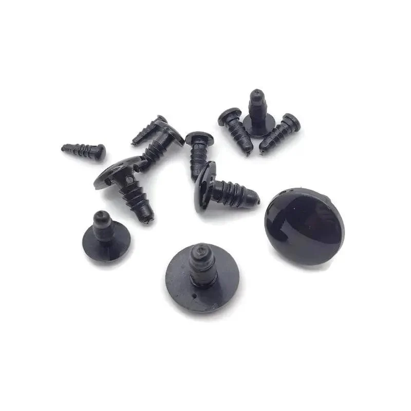 Sicherheitsaugen, schwarze Farbe, passend für gehäkelte / gefüllte / Amigurumi-Puppen, mit Unterlegscheiben 4.5 mm/5 mm/6 mm/7 mm/8 mm/9 mm/10 mm/12 mm/15 mm/18 mm