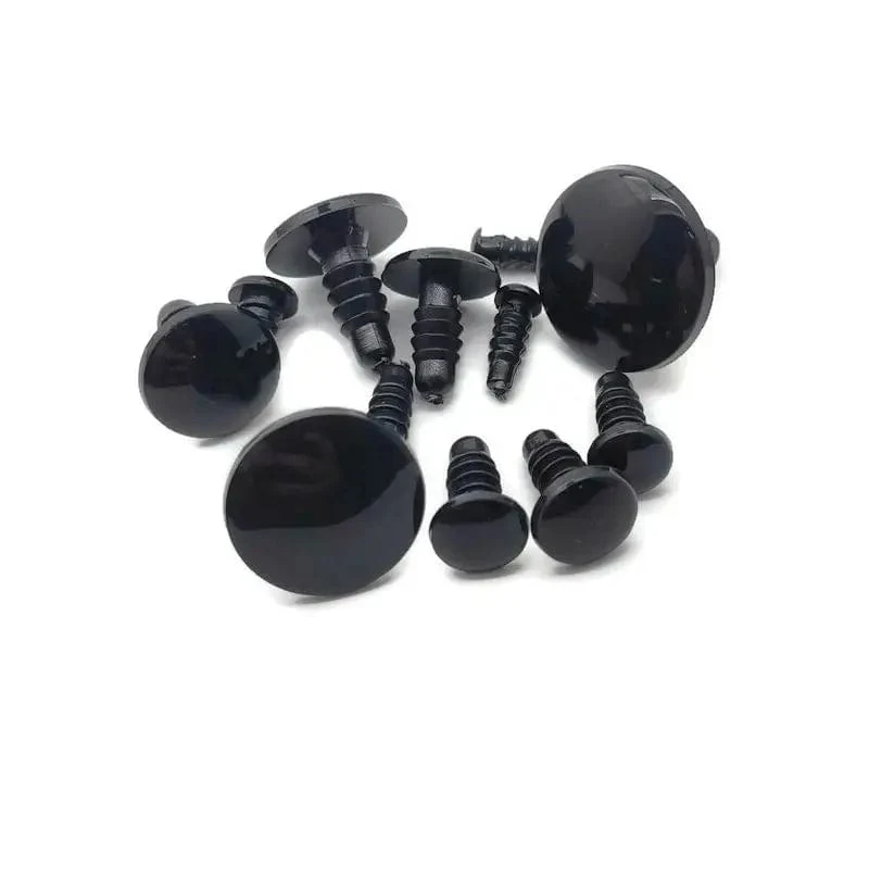 Sicherheitsaugen, schwarze Farbe, passend für gehäkelte / gefüllte / Amigurumi-Puppen, mit Unterlegscheiben 4.5 mm/5 mm/6 mm/7 mm/8 mm/9 mm/10 mm/12 mm/15 mm/18 mm