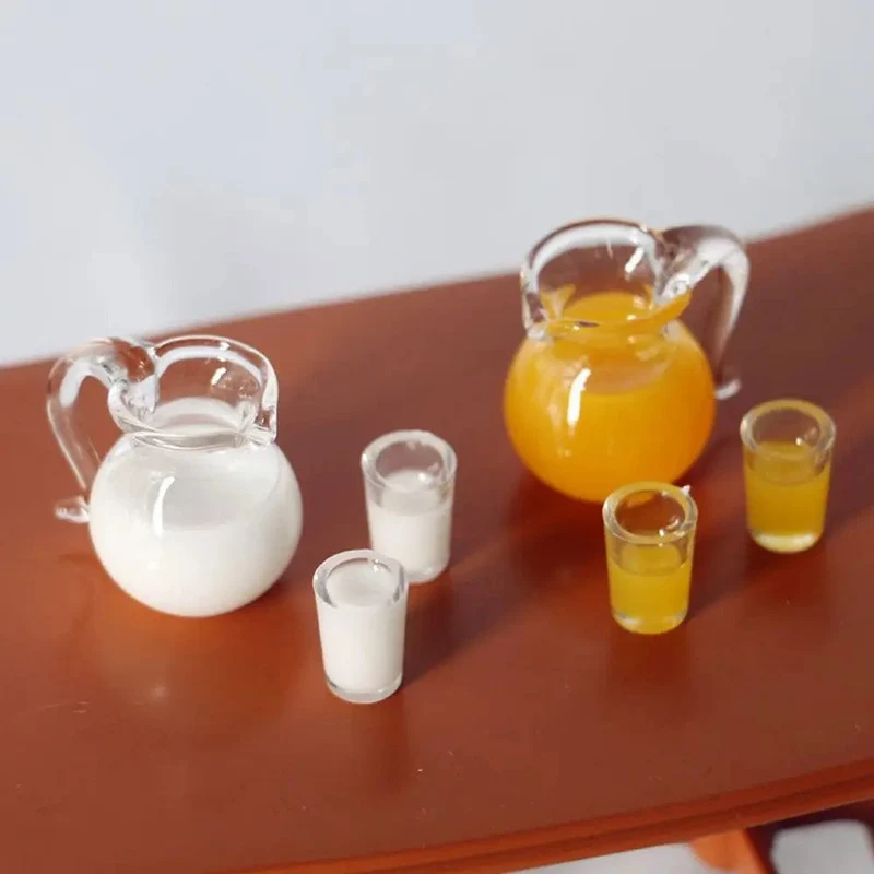 Simulations-Miniatur-Trinkmodell im Maßstab 1:12, Getränkekrug, Tasse, Kaffee, Milch, Zitrone, Wasser, Orangensaft, Puppenzubehör