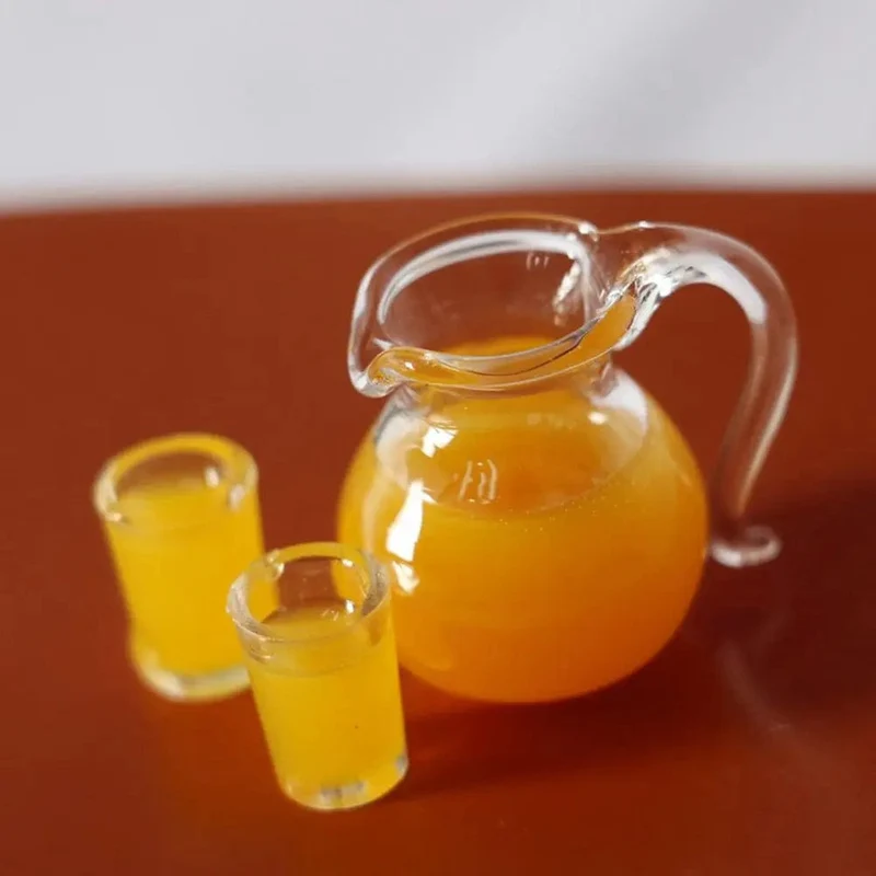 Simulations-Miniatur-Trinkmodell im Maßstab 1:12, Getränkekrug, Tasse, Kaffee, Milch, Zitrone, Wasser, Orangensaft, Puppenzubehör