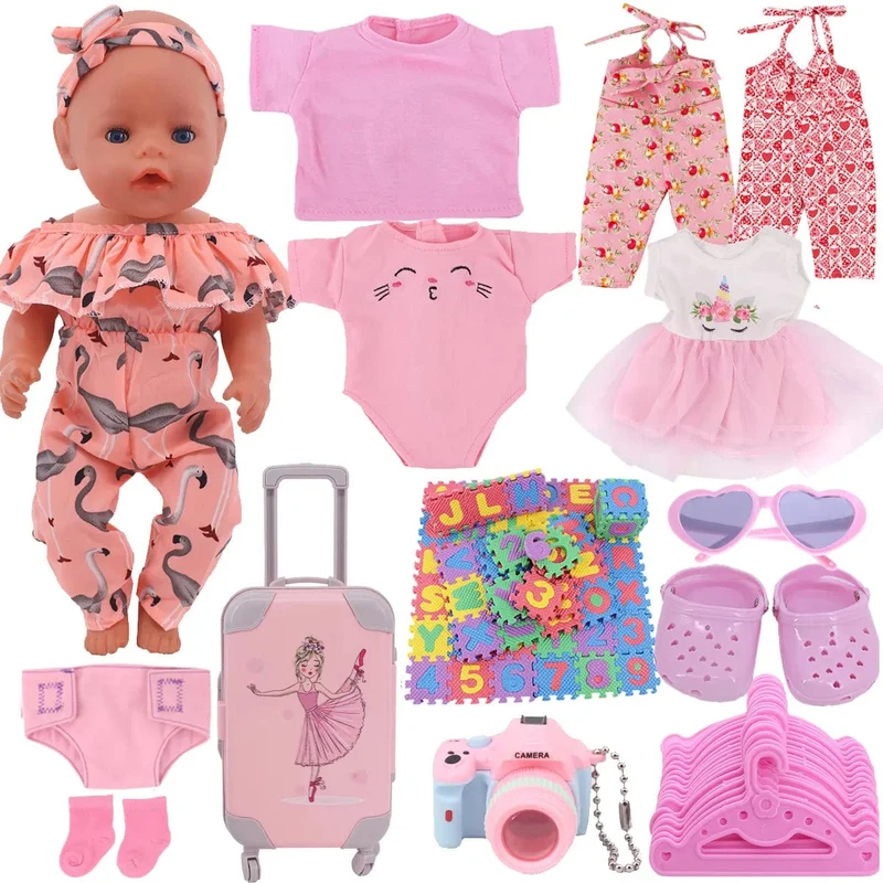 Puppenkleidung, Badeanzug der Baby-Pink-Serie, passend für 18-Zoll-amerikanische und 43-cm-lebensechte Puppenzubehörteile, russische OG-Mädchenpuppe, DIY-Spielzeug