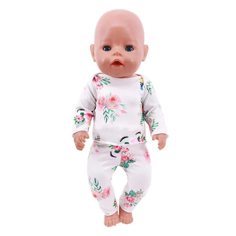 2 Stück/Set = Hemden + Hosen, Puppenkleidungszubehör für 43-cm-Artikel und 18-Zoll-amerikanische Puppenmädchenspielzeuge und unsere Generation