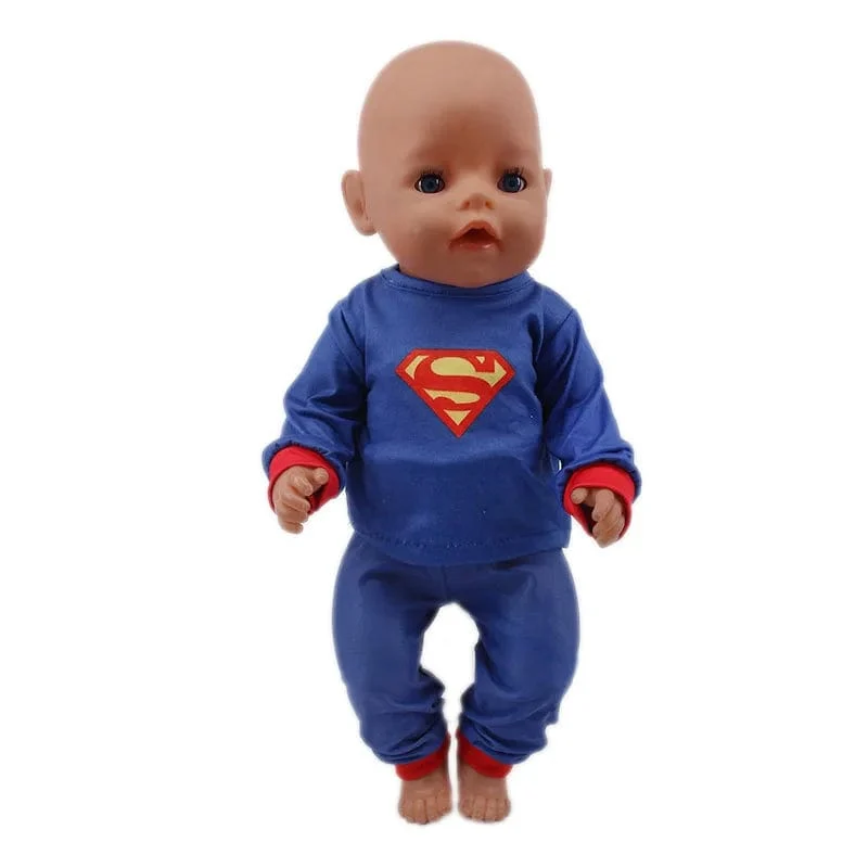 2 Stück/Set = Hemden + Hosen, Puppenkleidungszubehör für 43-cm-Artikel und 18-Zoll-amerikanische Puppenmädchenspielzeuge und unsere Generation