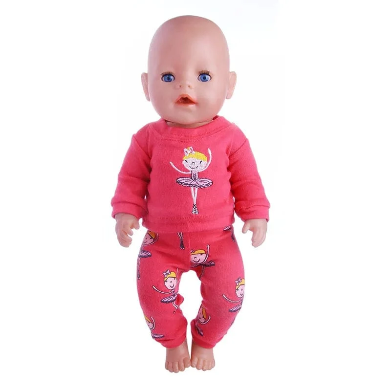 2 Stück/Set = Hemden + Hosen, Puppenkleidungszubehör für 43-cm-Artikel und 18-Zoll-amerikanische Puppenmädchenspielzeuge und unsere Generation
