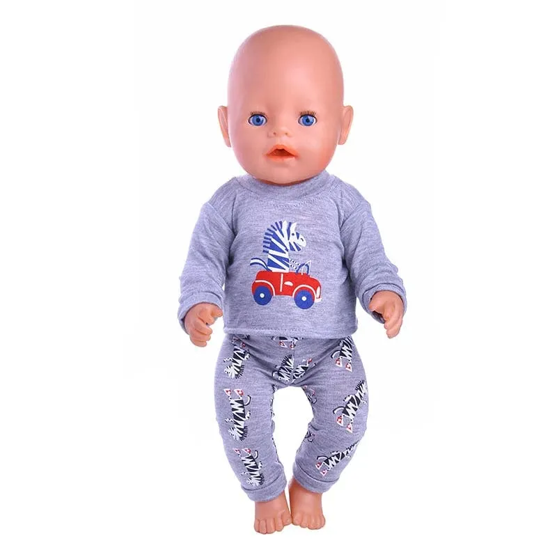 2 Stück/Set = Hemden + Hosen, Puppenkleidungszubehör für 43-cm-Artikel und 18-Zoll-amerikanische Puppenmädchenspielzeuge und unsere Generation