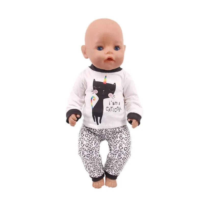 2 Stück/Set = Hemden + Hosen, Puppenkleidungszubehör für 43-cm-Artikel und 18-Zoll-amerikanische Puppenmädchenspielzeuge und unsere Generation