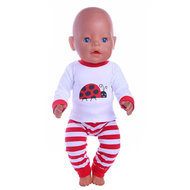 2 Stück/Set = Hemden + Hosen, Puppenkleidungszubehör für 43-cm-Artikel und 18-Zoll-amerikanische Puppenmädchenspielzeuge und unsere Generation
