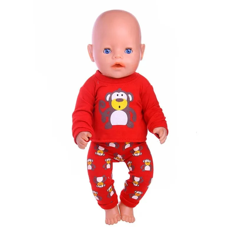 2 Stück/Set = Hemden + Hosen, Puppenkleidungszubehör für 43-cm-Artikel und 18-Zoll-amerikanische Puppenmädchenspielzeuge und unsere Generation