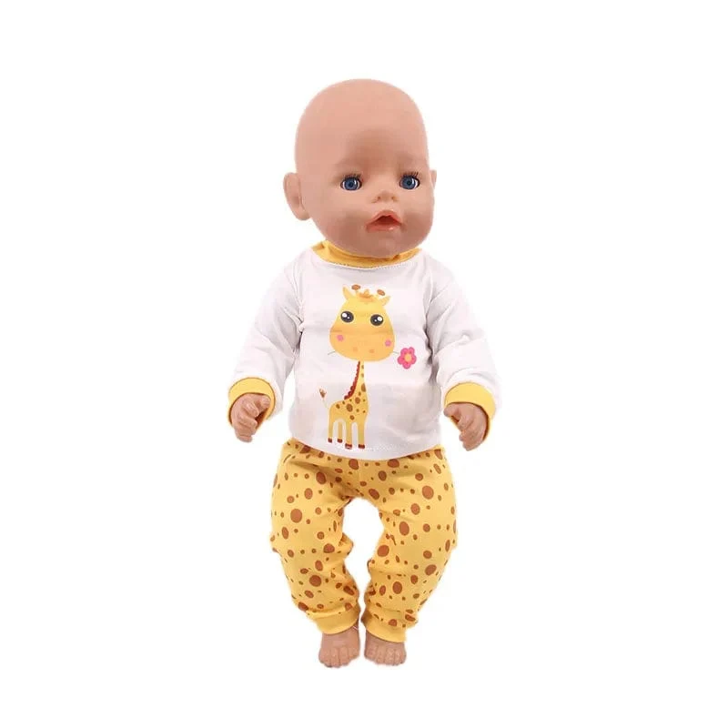 2 Stück/Set = Hemden + Hosen, Puppenkleidungszubehör für 43-cm-Artikel und 18-Zoll-amerikanische Puppenmädchenspielzeuge und unsere Generation