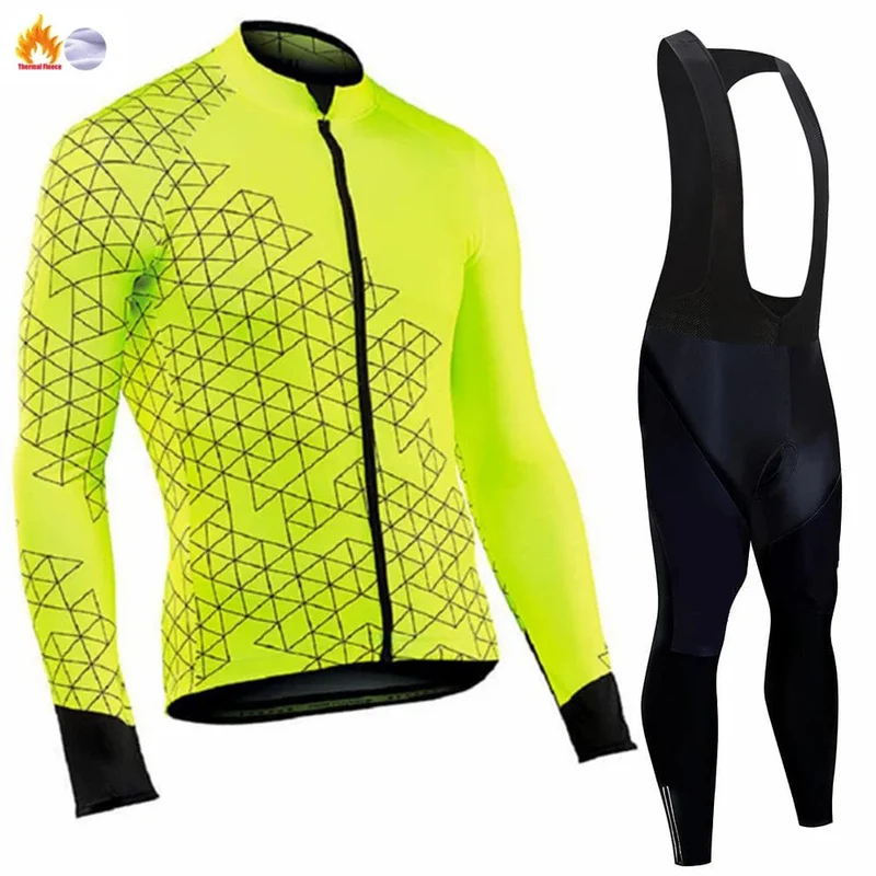 Winter Thermal Fleece Radfahren Jersey Herren MTB Kleidung Mann 2023 Bluse Uniform Fahrrad Kleidung Komplettes Tricuta Bib Maillot Set