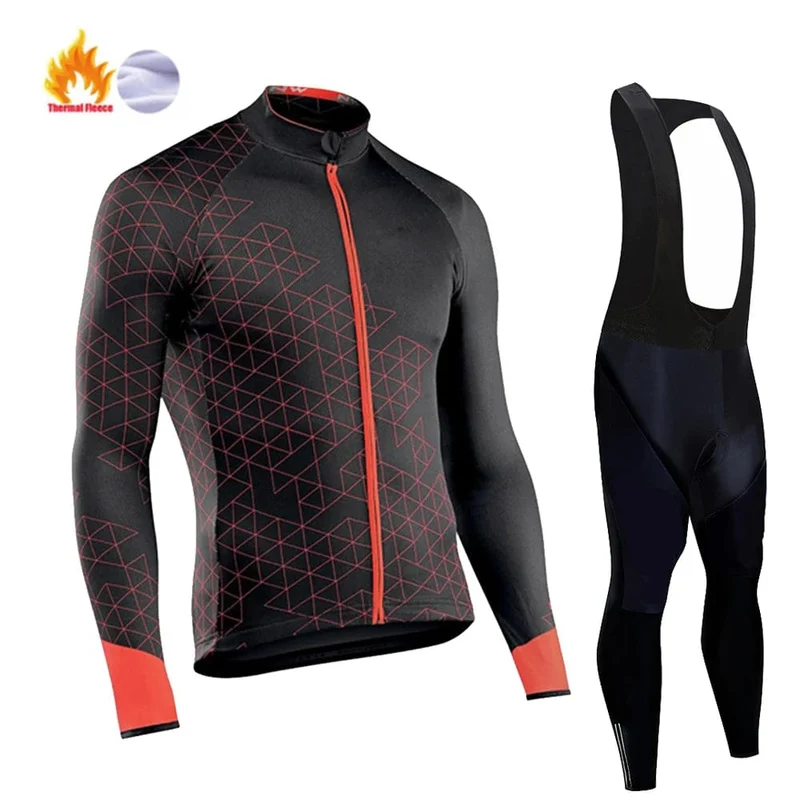 Winter Thermal Fleece Radfahren Jersey Herren MTB Kleidung Mann 2023 Bluse Uniform Fahrrad Kleidung Komplettes Tricuta Bib Maillot Set