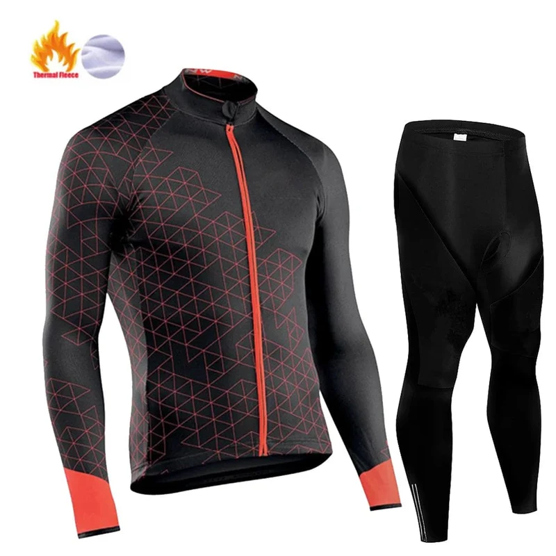 Winter Thermal Fleece Radfahren Jersey Herren MTB Kleidung Mann 2023 Bluse Uniform Fahrrad Kleidung Komplettes Tricuta Bib Maillot Set